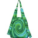 Groovy Abstract Turquoise Liquid Swirl Painting Center Zip Backpack View2