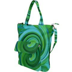 Groovy Abstract Turquoise Liquid Swirl Painting Shoulder Tote Bag