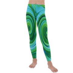 Groovy Abstract Turquoise Liquid Swirl Painting Kids  Lightweight Velour Leggings