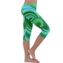 Groovy Abstract Turquoise Liquid Swirl Painting Kids  Lightweight Velour Capri Leggings  View3