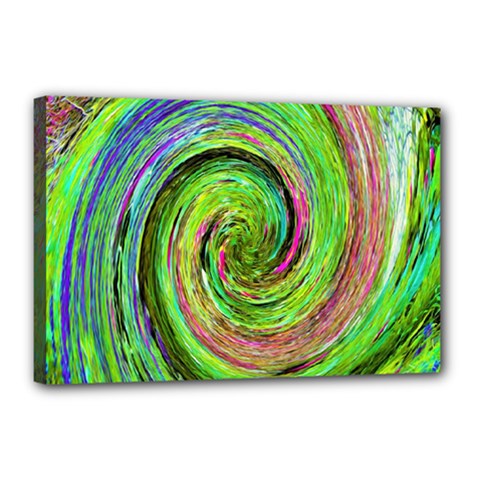 Groovy Abstract Green And Crimson Liquid Swirl Canvas 18  X 12  (stretched) by myrubiogarden