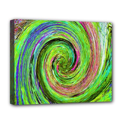 Groovy Abstract Green And Crimson Liquid Swirl Deluxe Canvas 20  X 16  (stretched) by myrubiogarden