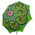 Groovy Abstract Green And Crimson Liquid Swirl Hook Handle Umbrellas (Medium) View2