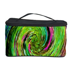 Groovy Abstract Green And Crimson Liquid Swirl Cosmetic Storage by myrubiogarden