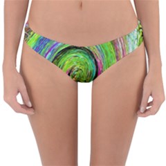 Groovy Abstract Green And Crimson Liquid Swirl Reversible Hipster Bikini Bottoms by myrubiogarden