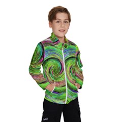 Groovy Abstract Green And Crimson Liquid Swirl Windbreaker (kids)