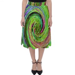 Groovy Abstract Green And Crimson Liquid Swirl Classic Midi Skirt