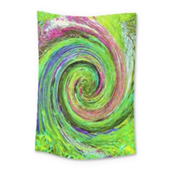 Groovy Abstract Green And Crimson Liquid Swirl Small Tapestry