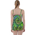 Groovy Abstract Green And Crimson Liquid Swirl Tie Front Two Piece Tankini View2