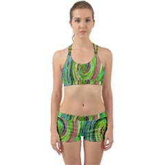 Groovy Abstract Green And Crimson Liquid Swirl Back Web Gym Set by myrubiogarden