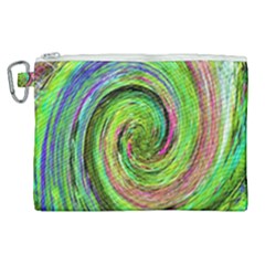 Groovy Abstract Green And Crimson Liquid Swirl Canvas Cosmetic Bag (xl)