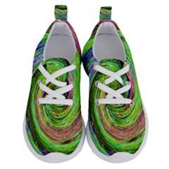 Groovy Abstract Green And Crimson Liquid Swirl Running Shoes