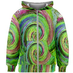 Groovy Abstract Green And Crimson Liquid Swirl Kids  Zipper Hoodie Without Drawstring