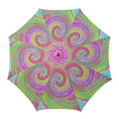 Groovy Abstract Pink And Blue Liquid Swirl Painting Golf Umbrellas by myrubiogarden