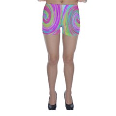 Groovy Abstract Pink And Blue Liquid Swirl Painting Skinny Shorts by myrubiogarden