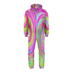 Groovy Abstract Pink And Blue Liquid Swirl Painting Hooded Jumpsuit (kids)