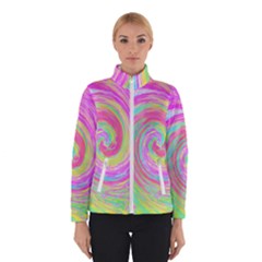 Groovy Abstract Pink And Blue Liquid Swirl Painting Winter Jacket