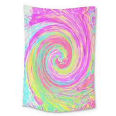 Groovy Abstract Pink And Blue Liquid Swirl Painting Large Tapestry by myrubiogarden