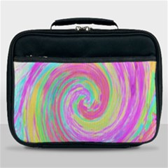 Groovy Abstract Pink And Blue Liquid Swirl Painting Lunch Bag by myrubiogarden