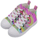 Groovy Abstract Pink And Blue Liquid Swirl Painting Kids  Mid-Top Canvas Sneakers View2