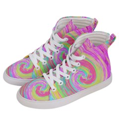 Groovy Abstract Pink And Blue Liquid Swirl Painting Men s Hi-top Skate Sneakers by myrubiogarden