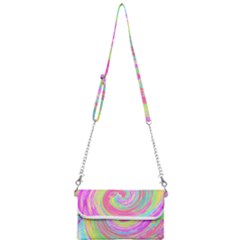 Groovy Abstract Pink And Blue Liquid Swirl Painting Mini Crossbody Handbag