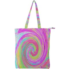 Groovy Abstract Pink And Blue Liquid Swirl Painting Double Zip Up Tote Bag