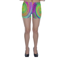 Groovy Abstract Purple And Yellow Liquid Swirl Skinny Shorts by myrubiogarden