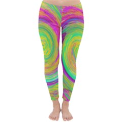 Groovy Abstract Purple And Yellow Liquid Swirl Classic Winter Leggings