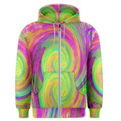 Groovy Abstract Purple And Yellow Liquid Swirl Men s Zipper Hoodie