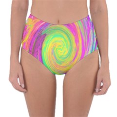 Groovy Abstract Purple And Yellow Liquid Swirl Reversible High-waist Bikini Bottoms by myrubiogarden