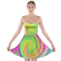 Groovy Abstract Purple And Yellow Liquid Swirl Strapless Bra Top Dress View1