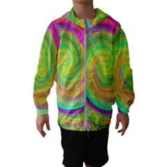 Groovy Abstract Purple And Yellow Liquid Swirl Hooded Windbreaker (kids)