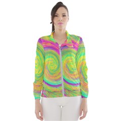 Groovy Abstract Purple And Yellow Liquid Swirl Windbreaker (women)