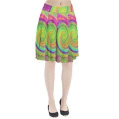 Groovy Abstract Purple And Yellow Liquid Swirl Pleated Skirt by myrubiogarden