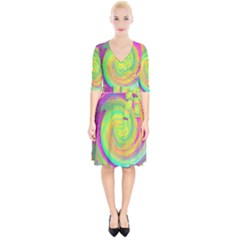 Groovy Abstract Purple And Yellow Liquid Swirl Wrap Up Cocktail Dress by myrubiogarden