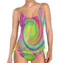 Groovy Abstract Purple And Yellow Liquid Swirl Tankini Set View1