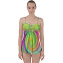 Groovy Abstract Purple And Yellow Liquid Swirl Babydoll Tankini Set View1