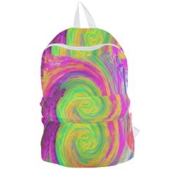 Groovy Abstract Purple And Yellow Liquid Swirl Foldable Lightweight Backpack by myrubiogarden