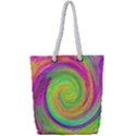 Groovy Abstract Purple And Yellow Liquid Swirl Full Print Rope Handle Tote (Small) View1