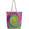 Groovy Abstract Purple And Yellow Liquid Swirl Full Print Rope Handle Tote (Small) View2