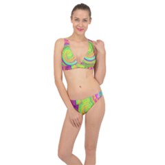 Groovy Abstract Purple And Yellow Liquid Swirl Classic Banded Bikini Set  by myrubiogarden