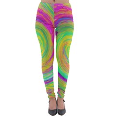 Groovy Abstract Purple And Yellow Liquid Swirl Lightweight Velour Leggings