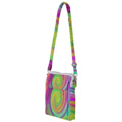 Groovy Abstract Purple And Yellow Liquid Swirl Multi Function Travel Bag by myrubiogarden