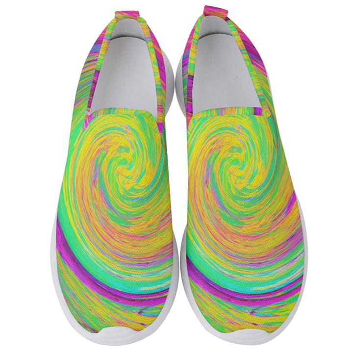 Groovy Abstract Purple And Yellow Liquid Swirl Men s Slip On Sneakers