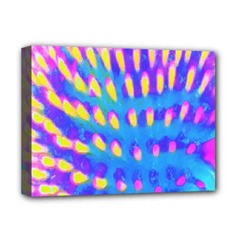 Pink, Blue And Yellow Abstract Coneflower Deluxe Canvas 16  X 12  (stretched)  by myrubiogarden