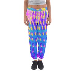 Pink, Blue And Yellow Abstract Coneflower Women s Jogger Sweatpants by myrubiogarden