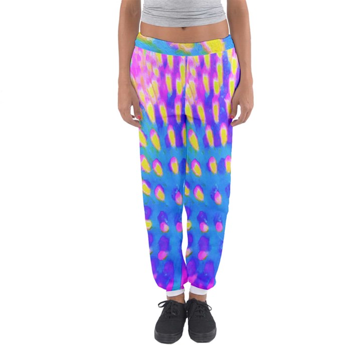 Pink, Blue And Yellow Abstract Coneflower Women s Jogger Sweatpants