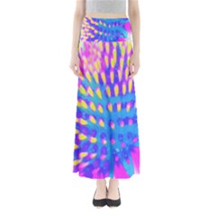 Pink, Blue And Yellow Abstract Coneflower Full Length Maxi Skirt by myrubiogarden