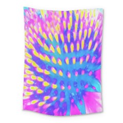 Pink, Blue And Yellow Abstract Coneflower Medium Tapestry by myrubiogarden